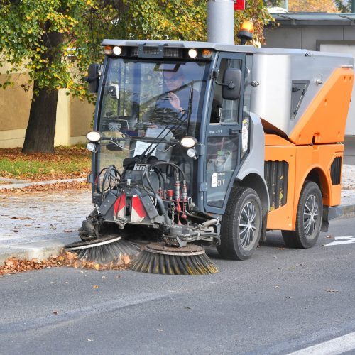 Street cleaning with a sweeper truck